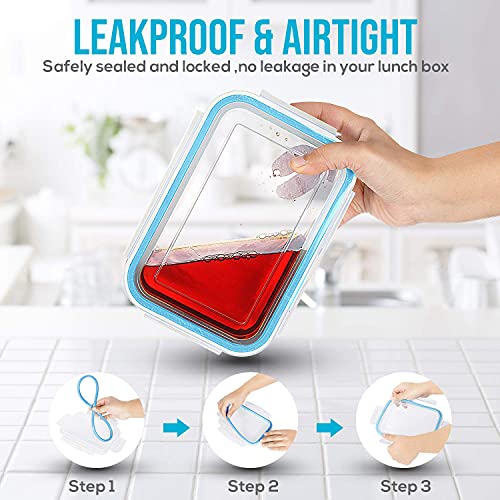 KICHLY Recipientes de cristal para alimentos - 18 pieza (9 envase, 9 Transparente tapa) Hermético Tapers cristal - Apto para lavavajilla, microondas, congelador - Aprobado por la FDA y FSC - Sin BPA