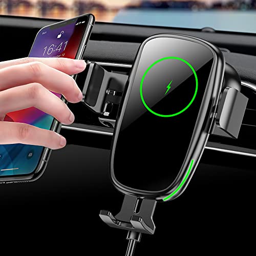 Kikedorly Cargador Inalámbrico Coche,Wireless Car Charger Soporte Móvil con Carga Rápida Qi de iPhone 13/12 Pro MAX Mini 11/XS MAX/XR/8/7,Galaxy S20/S10/P20 Note 9/S9 y Otros