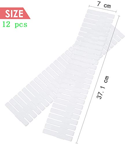 Killow Separadores de Cajones, Set de12 DIY Divisores de Cajones de Rejilla Ajustables, Ajustable Organizador de Cajones Separador de Armario de Plástico DIY Contenedor Organizador Ordenado (Blanco)