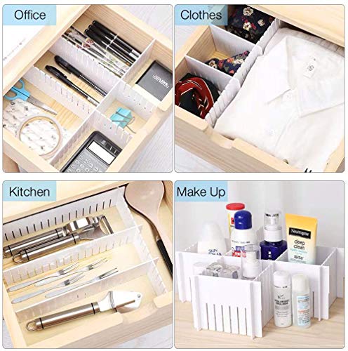 Killow Separadores de Cajones, Set de12 DIY Divisores de Cajones de Rejilla Ajustables, Ajustable Organizador de Cajones Separador de Armario de Plástico DIY Contenedor Organizador Ordenado (Blanco)