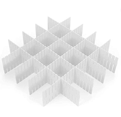 Killow Separadores de Cajones, Set de12 DIY Divisores de Cajones de Rejilla Ajustables, Ajustable Organizador de Cajones Separador de Armario de Plástico DIY Contenedor Organizador Ordenado (Blanco)