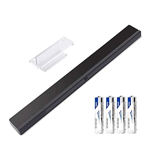 KIMILAR Inalámbrico Barra De Sensor Compatible con Nintendo Wii / Wii U Barra de Sensores de Infrarrojos con 4 * AAA Pilas y 1 Soporte Transparente, [Video Game] -Negro [video game]