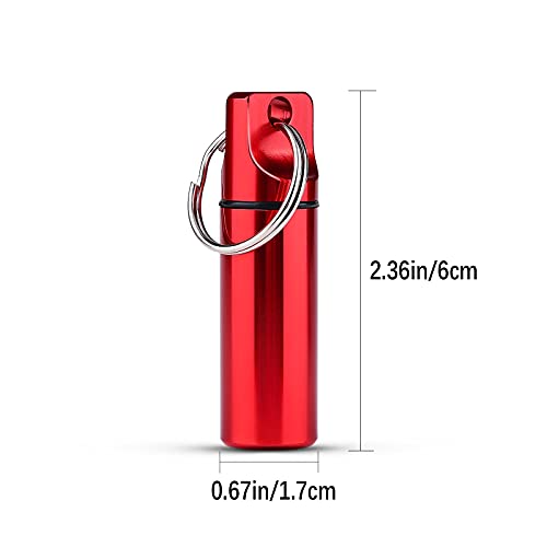 KINBOM 3 Piezas 6cm Pastillero Llavero, Pastillero de Bolsillo Diario Metalico Pastillero Llavero Portátil Pequeño para Viajes al Aire Libre, Camping, Senderismo (Rojo, Negro, Plateado)