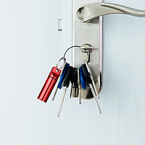 KINBOM 3 Piezas 6cm Pastillero Llavero, Pastillero de Bolsillo Diario Metalico Pastillero Llavero Portátil Pequeño para Viajes al Aire Libre, Camping, Senderismo (Rojo, Negro, Plateado)