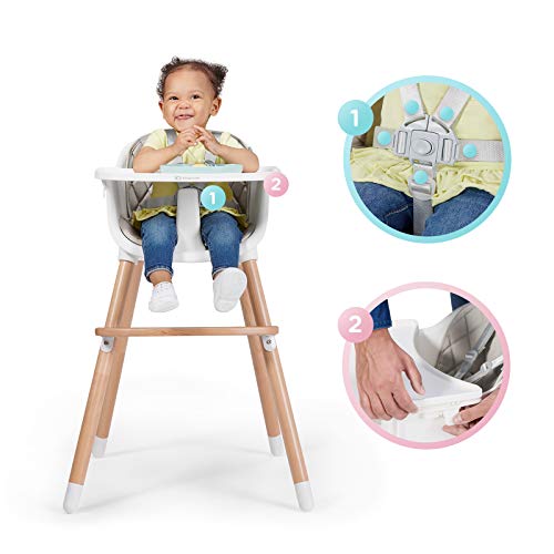 Kinderkraft Trona Bebé 2 en 1 SIENNA, Silla Infantil, Bandeja Desmontable, Gris