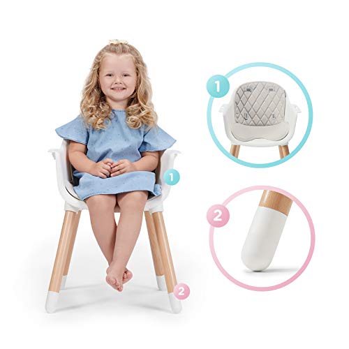 Kinderkraft Trona Bebé 2 en 1 SIENNA, Silla Infantil, Bandeja Desmontable, Gris