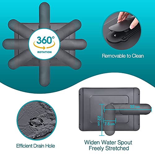 Kingrack Estante para Platos de Aluminio,escurridor de Platos de 2 Niveles,Estante de Secado de Platos de Gran Capacidad con Bandeja de Goteo,Soporte de Taza,Soporte para Utensilios Cubierta de bambú