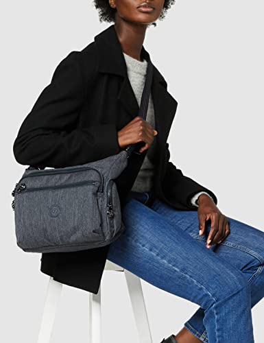 Kipling Gabbie, Bolso Bandolera para Mujer, Azul (Active Denim), 35.5 x 30 x 18.5 cm