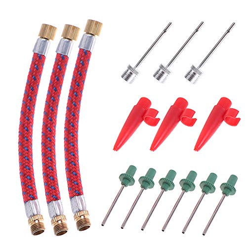 Kit Agujas de Inflar con 9 Agujas 3 Boquilla y 3 Adaptador de Válvula para Baloncesto Voleibol Pelota de Yoga Y Otros Inflables, Kit hinchar de 15 Piezas