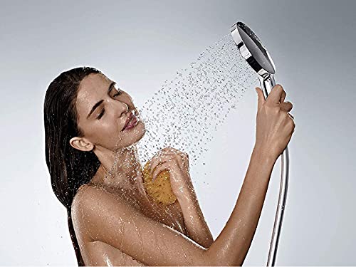Kit de alcachofa de ducha con manguera, cabezal de ducha para ducha + manguera flexible de ducha de 1,5 m + soporte de pared, cromado y redondo