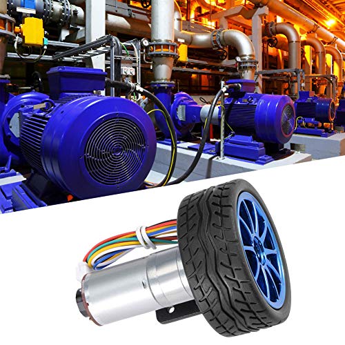 Kit de motor de engranajes de codificador de bricolaje, kit de motor de engranajes con codificador, motor de engranajes con soporte de montaje y rueda de 65 mm para automóviles (Speed 200)