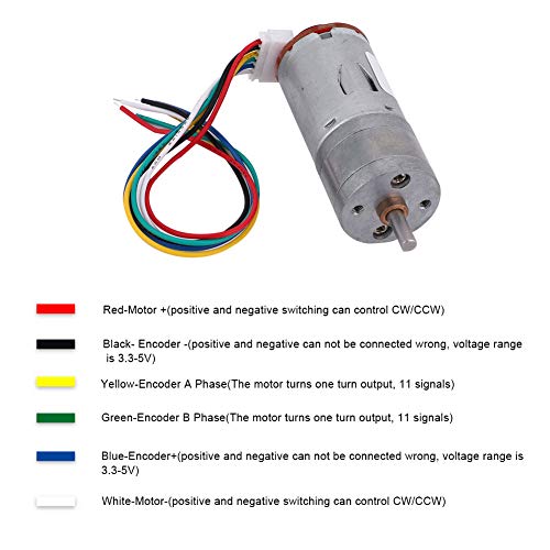 Kit de motor de engranajes de codificador de bricolaje, kit de motor de engranajes con codificador, motor de engranajes con soporte de montaje y rueda de 65 mm para automóviles (Speed 200)