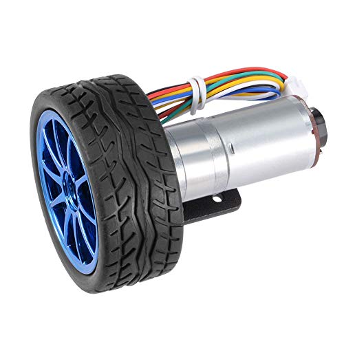 Kit de motor de engranajes de codificador de bricolaje, kit de motor de engranajes con codificador, motor de engranajes con soporte de montaje y rueda de 65 mm para automóviles (Speed 200)