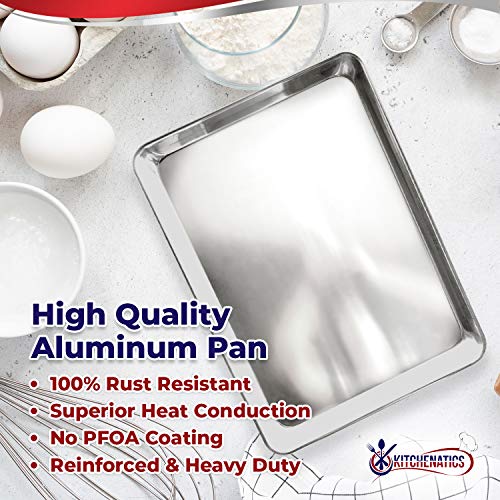 KITCHENATICS Aluminio Bandeja para Asar y Hornear con Acero Inoxidable Rejilla de Alambre: Bandeja para Horno con Rejilla de Enfriamiento - 24,4 cm x 33,02 cm