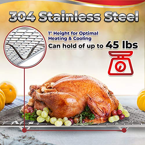 KITCHENATICS Aluminio Bandeja para Asar y Hornear con Acero Inoxidable Rejilla de Alambre: Bandeja para Horno con Rejilla de Enfriamiento - 24,4 cm x 33,02 cm
