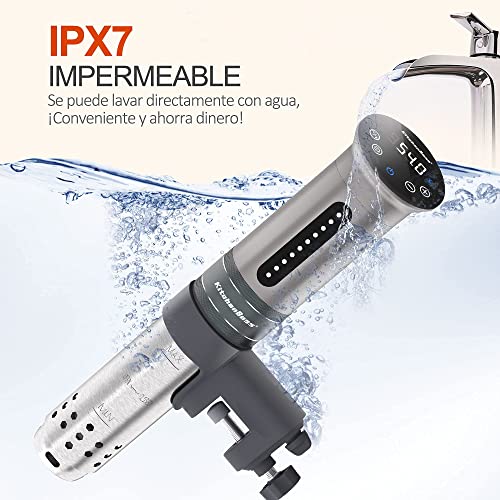 KitchenBoss Sous Vide Aparato de Cocina Precisión 1100W Inmersión a Prueba de Agua IPX7 Circuladores Control de Temperatura de Precisión Temporizador Digital Incluido 10 Bolsas Envasado al Vacío