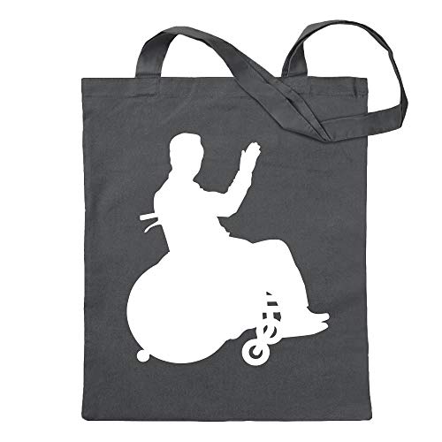 Kiwistar Bolsa de Yute con Figura de discapacitados para Silla de Ruedas, diseño Impreso, Idea de Regalo, Gris Acero, Medium