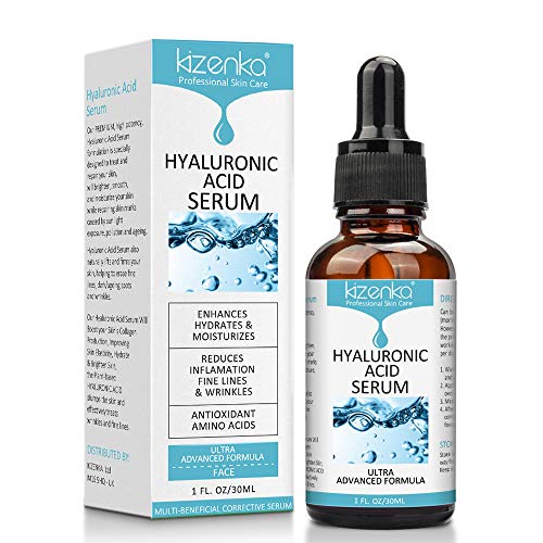 kizenka Suero de ácido Hialurónico para la piel, Suero Antiarrugas, Hidrata y Suaviza las Arrugas Profundas, Líneas finas, Manchas oscuras y cicatrices de acné - 30 ml