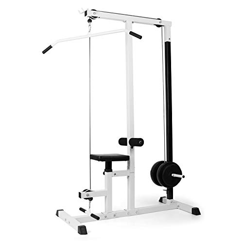 Klarfit Roughneck - Multiestacion musculacion, Maquina multifuncion musculacion con Asiento Acolchado, Maquina de Gimnasio Multifuncional hasta 120 kg, Altura Ajustable, Antideslizante, Blanco