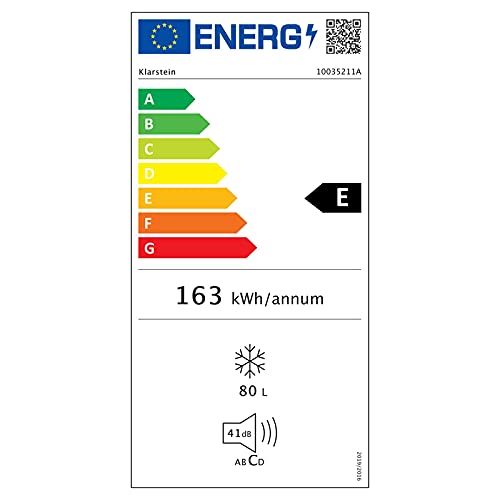 Klarstein Garfield XXL - Congelador, 39 dB, 3 cajones extraíbles, Pies de altura regulable, Refrigerante: R600a, Eficiencia energética clase E, Capacidad de 81 litros, Plateado