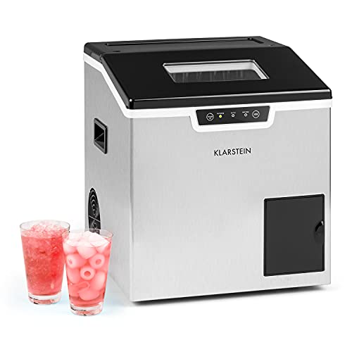 Klarstein Icefestival Bullet - máquina de hielo, 400 W, 12-20 kg/24h, capacidad: 1,9 kg, depósito de agua: 3 l, hielo redondo, táctil, manguera para agua, acero inoxidable, plateado