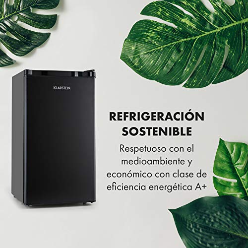 Klarstein Obsidian - Nevera, eficiencia energética de clase F, interior y exterior negro, 7 niveles de intensidad, emisión de ruido de 42 dB, 91 litros de capacidad, negro