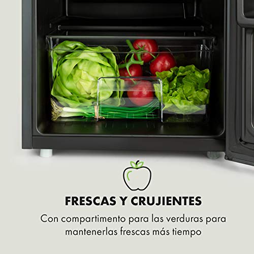 Klarstein Obsidian - Nevera, eficiencia energética de clase F, interior y exterior negro, 7 niveles de intensidad, emisión de ruido de 42 dB, 91 litros de capacidad, negro