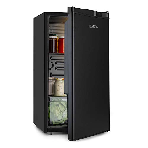 Klarstein Obsidian - Nevera, eficiencia energética de clase F, interior y exterior negro, 7 niveles de intensidad, emisión de ruido de 42 dB, 91 litros de capacidad, negro