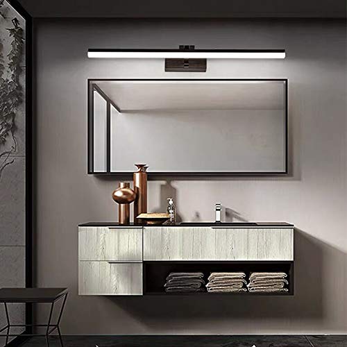 Klighten Lámpara LED de Espejo 24W 1170LM Lámpara de espejo Aplique Blanco Frio 5500K Luz natural para Espejo Muebles de Maquillaje Aparato Montado en la Pared, Negro, 80CM