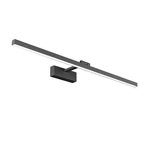 Klighten Lámpara LED de Espejo 24W 1170LM Lámpara de espejo Aplique Blanco Frio 5500K Luz natural para Espejo Muebles de Maquillaje Aparato Montado en la Pared, Negro, 80CM