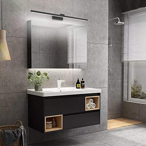 Klighten Lámpara LED de Espejo 24W 1170LM Lámpara de espejo Aplique Blanco Frio 5500K Luz natural para Espejo Muebles de Maquillaje Aparato Montado en la Pared, Negro, 80CM