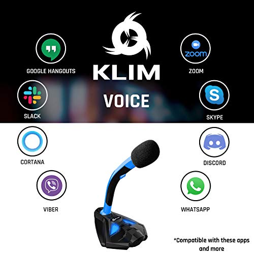 KLIM™ Voice Micrófono USB con Base para Ordenador - Micro de Escritorio, Micrófono para Jugadores - Azul y Negro -Nueva Versión 2022