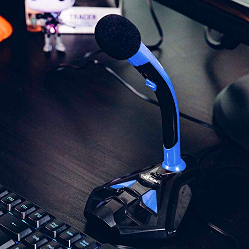 KLIM™ Voice Micrófono USB con Base para Ordenador - Micro de Escritorio, Micrófono para Jugadores - Azul y Negro -Nueva Versión 2022