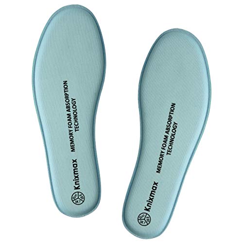 Knixmax Plantillas Memory Foam para Zapatos de Mujer y Hombre, Plantillas Confort Amortiguadoras Cómodas y Flexibles para Trabajo, Deportes, Caminar, Senderismo, W-Azul-36
