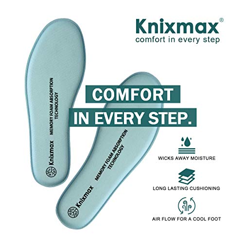 Knixmax Plantillas Memory Foam para Zapatos de Mujer y Hombre, Plantillas Confort Amortiguadoras Cómodas y Flexibles para Trabajo, Deportes, Caminar, Senderismo, W-Azul-36
