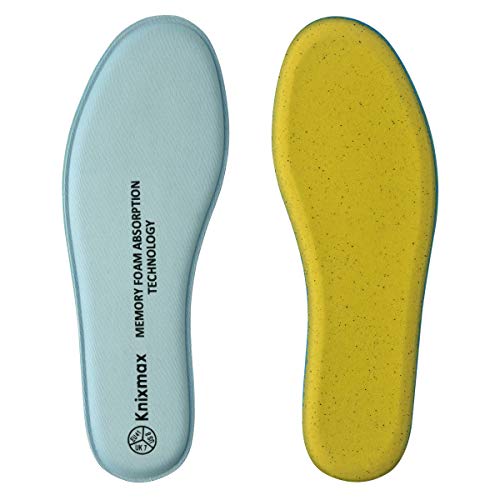 Knixmax Plantillas Memory Foam para Zapatos de Mujer y Hombre, Plantillas Confort Amortiguadoras Cómodas y Flexibles para Trabajo, Deportes, Caminar, Senderismo, W-Azul-36