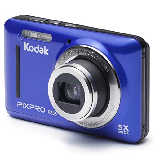 Kodak Cámara FZ-53 Azul + Amazon Basics Funda para cámaras compactas (tamaño Mediano)