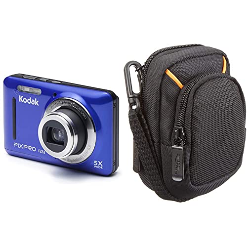 Kodak Cámara FZ-53 Azul + Amazon Basics Funda para cámaras compactas (tamaño Mediano)