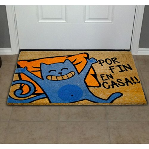 koko doormats Felpudo Entrada casa Originales y Divertidos, Felpudo Exterior Gato por Fin en Casa!! | Felpudo Original para Entrada casa Puerta, terraza o jardín | Fibra de Coco y PVC | 40x60x1.5 cm