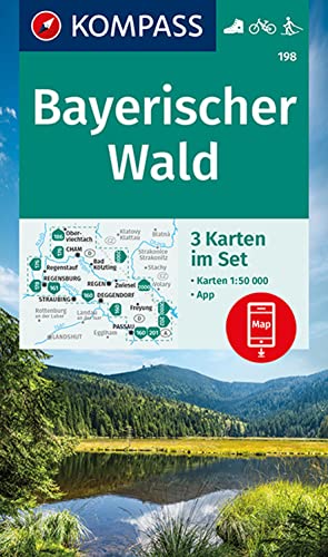 KOMPASS Wanderkarte 198 Bayerischer Wald: 3 Wanderkarten 1:50000 im Set inklusive Karte zur offline Verwendung in der KOMPASS-App. Fahrradfahren. Skitouren.