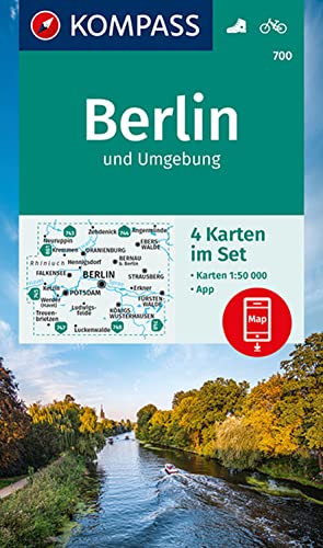 KOMPASS Wanderkarte 700 Berlin und Umgebung: 4 Wanderkarten 1:50000 im Set inklusive Karte zur offline Verwendung in der KOMPASS-App. Fahrradfahren.