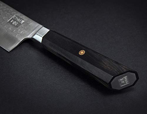KOTAI - Cuchillo de chef japonés profesional - acero inoxidable de alto carbono AUS-8. Cuchillo de cocina con hoja de 20cm y mango de ébano - Cuchillo Japonés Kiritsuke con funda