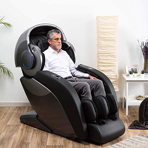 Kronos® Limited Edition Sillón de Masaje 4D - Negro (Nuevo Modelo 2021) - 74 inyectores de presoterapia - Aromaterapia - Luminoterapia/Fototerapia- Sonido 3D Bluetooth – Gravedad y Espacio “Cero”