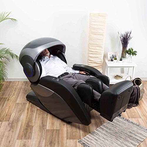 Kronos® Limited Edition Sillón de Masaje 4D - Negro (Nuevo Modelo 2021) - 74 inyectores de presoterapia - Aromaterapia - Luminoterapia/Fototerapia- Sonido 3D Bluetooth – Gravedad y Espacio “Cero”