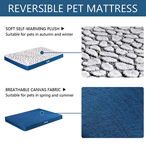 KROSER Almohadilla para Perros y Gatos, Colchoneta Reversible, Colchón Duradero y Elegante Almohada 106cm Antideslizante y Impermeable, Lavable a Máquina Cama para Mascotas X-Large hasta 41kg