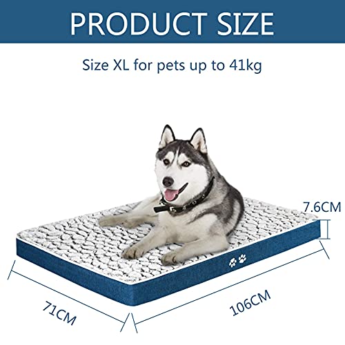 KROSER Almohadilla para Perros y Gatos, Colchoneta Reversible, Colchón Duradero y Elegante Almohada 106cm Antideslizante y Impermeable, Lavable a Máquina Cama para Mascotas X-Large hasta 41kg