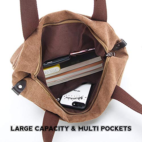 KSIBNW Bolso de Mujer, Moda Casual Bolso Bandolera Mujer de Gran Capacidad,Bolso de Mano para Mujer,Mochilas Escolares Prácticas Bolsos Tote para Damas,Mujeres y Niñas Marrón