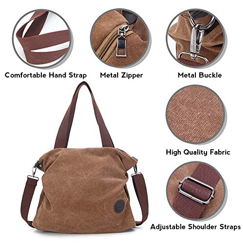 KSIBNW Bolso de Mujer, Moda Casual Bolso Bandolera Mujer de Gran Capacidad,Bolso de Mano para Mujer,Mochilas Escolares Prácticas Bolsos Tote para Damas,Mujeres y Niñas Marrón