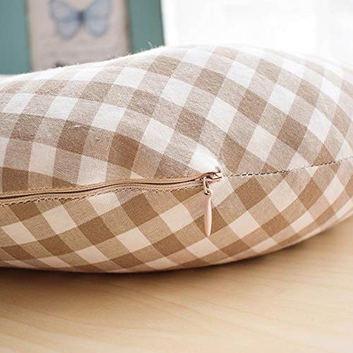 KSTORE Viajes En Forma De U del Cuello Almohada Cojín Ergonómico Y Transpirable Alforfón Almohada Cervical del Cuello para Las Almohadillas De Refrigeración para Dormir Cascos De Alforfón,Camel Plaid