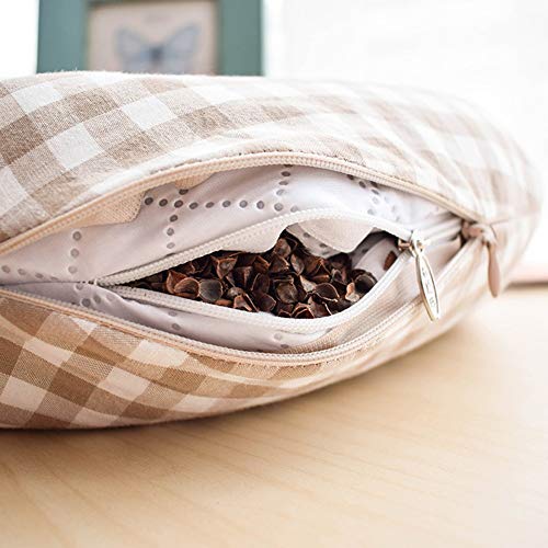 KSTORE Viajes En Forma De U del Cuello Almohada Cojín Ergonómico Y Transpirable Alforfón Almohada Cervical del Cuello para Las Almohadillas De Refrigeración para Dormir Cascos De Alforfón,Camel Plaid